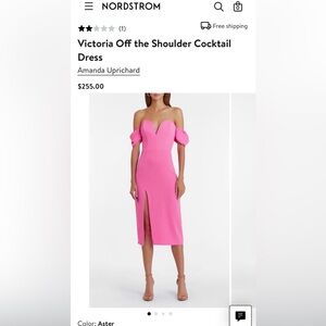 NWT Amanda Uprichard Victoria off the shoulder cocktail dress size Medium